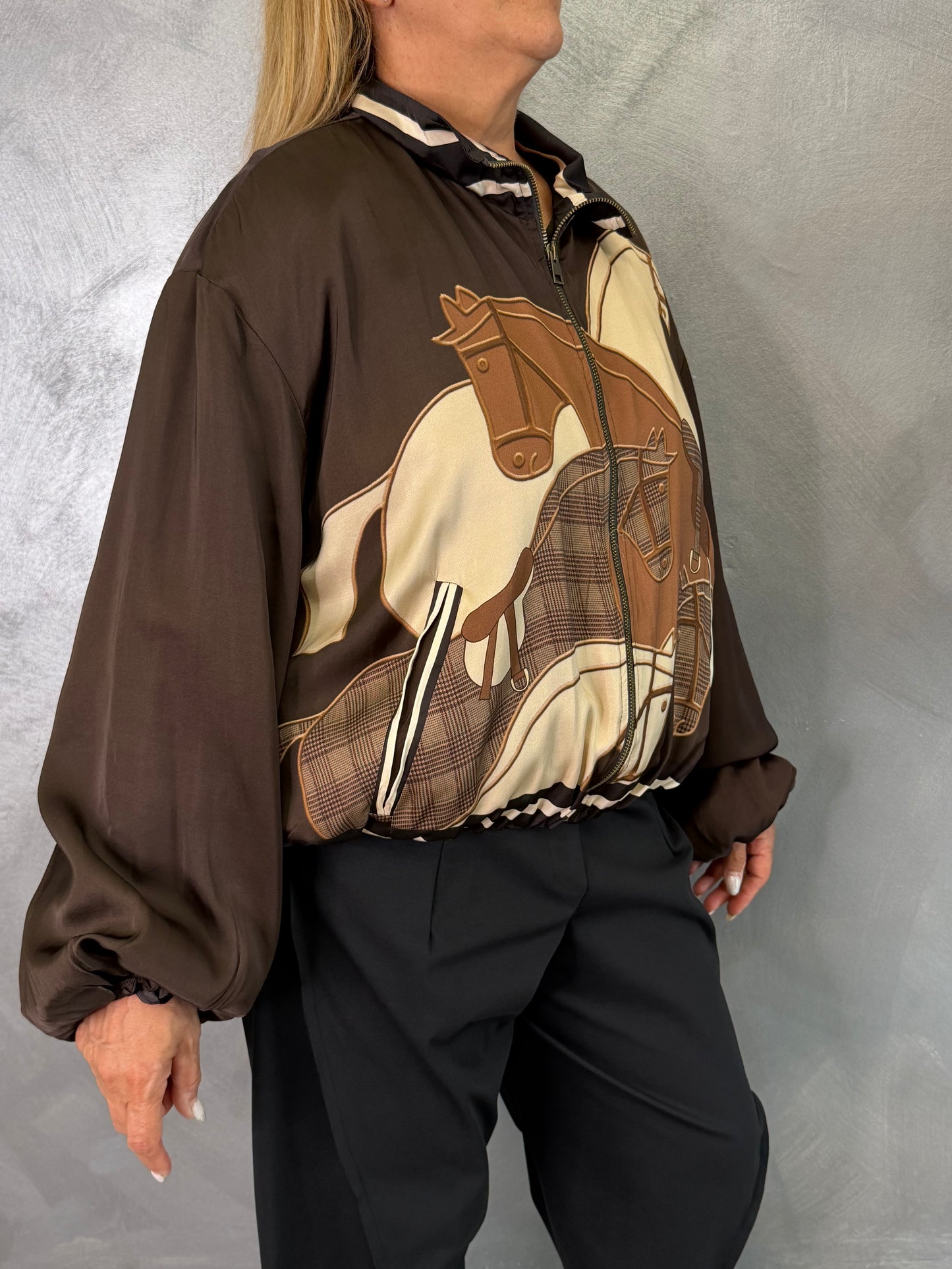 Bomber Marrone Fantasia Cavallo