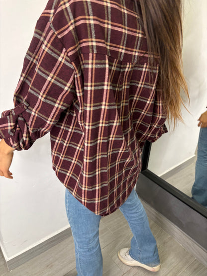 Camicia Scozzese Bordeaux