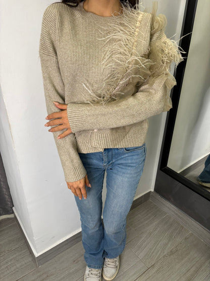 Maglione Tulle Fango