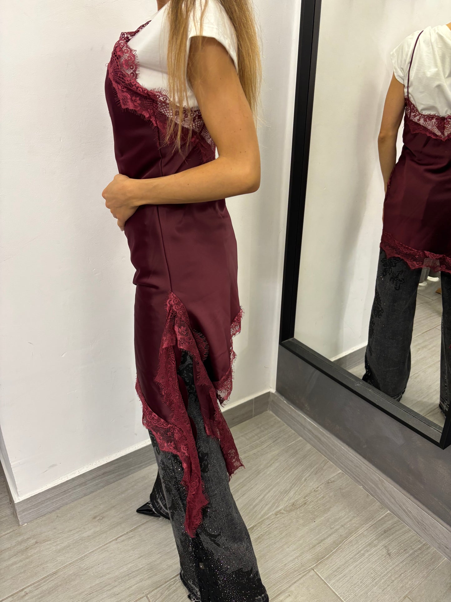 Abito Lingerie Pizzo Bordeaux