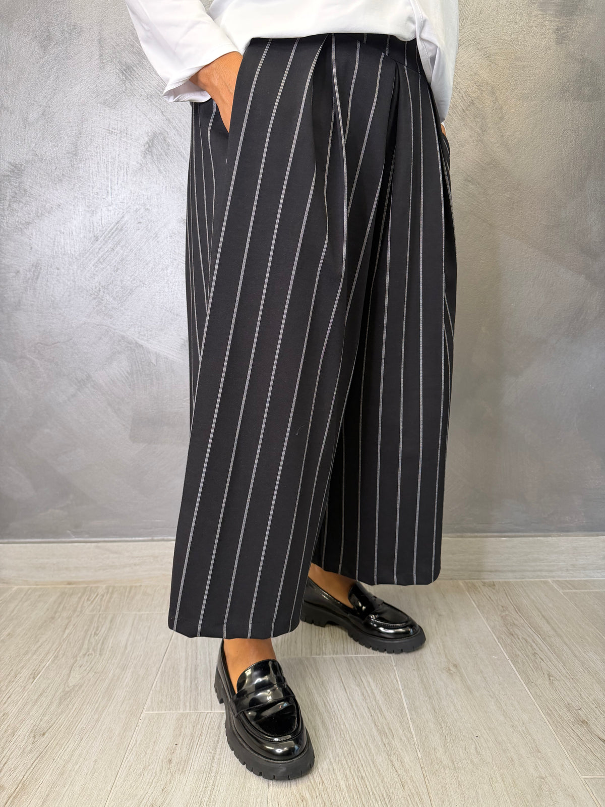 Pantalone Aléa Uni Gessato Nero