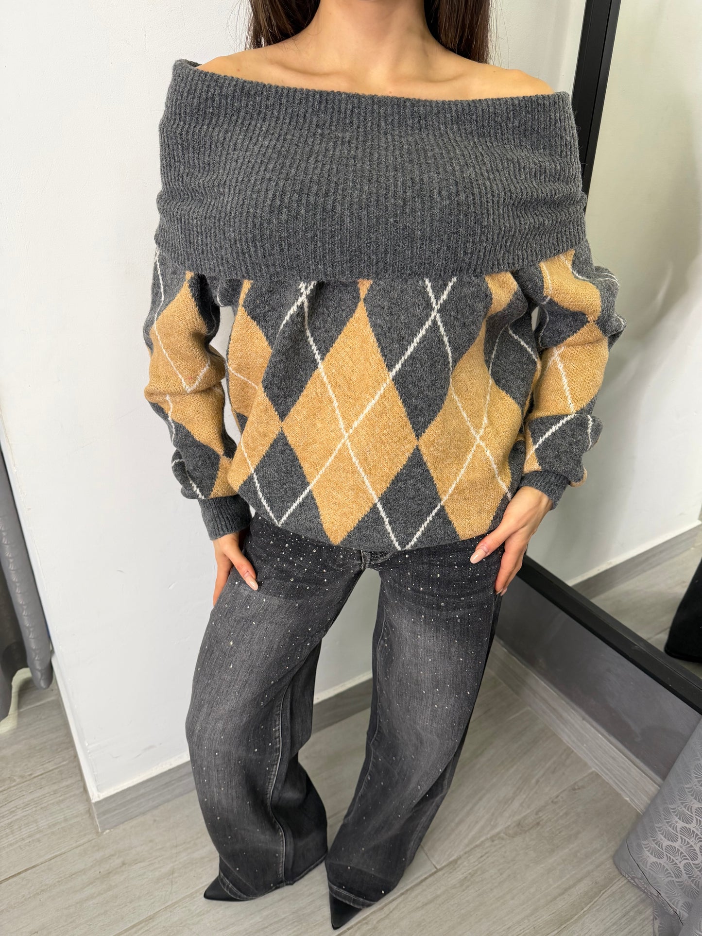 Maglione Rombi Grigio