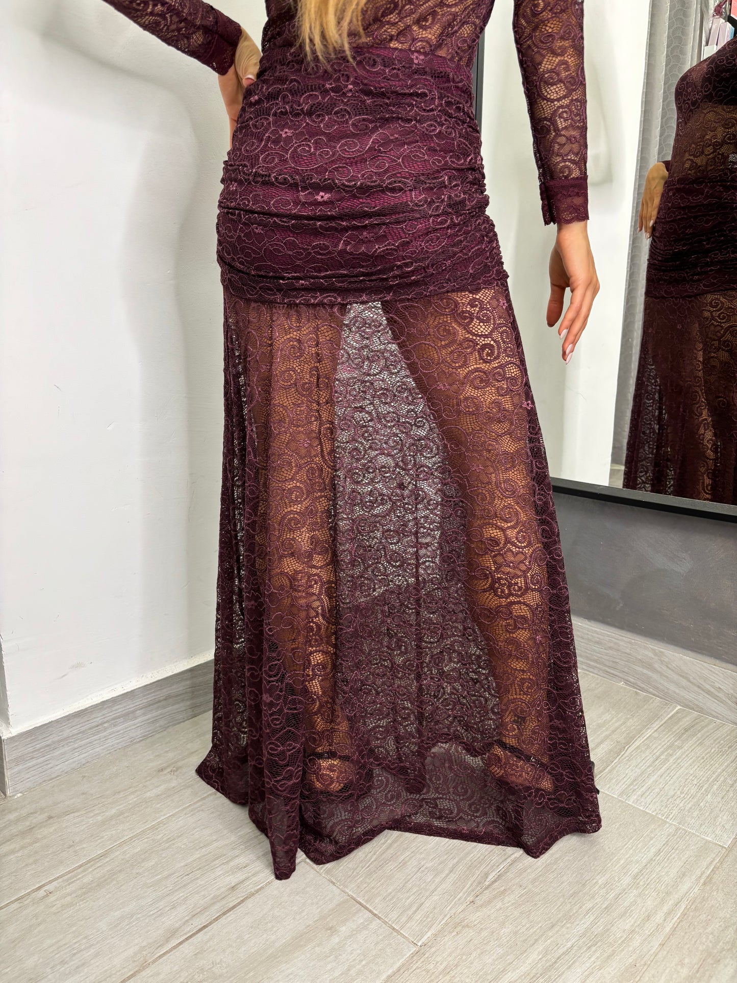 Gonna Pizzo Burgundi Lumina