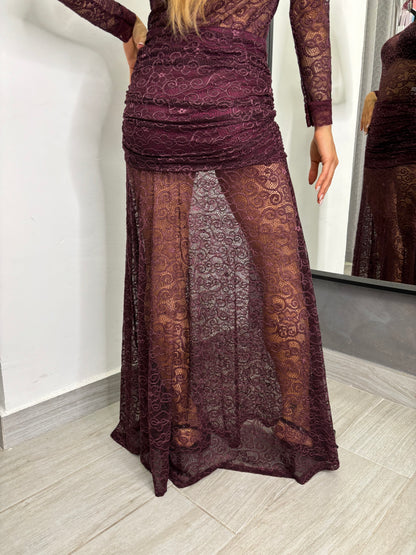 Gonna Pizzo Burgundi Lumina