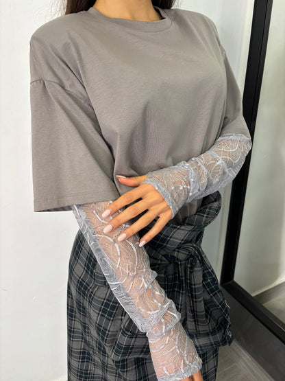 T-Shirt Pizzo Grigio Chiaro Vicolo