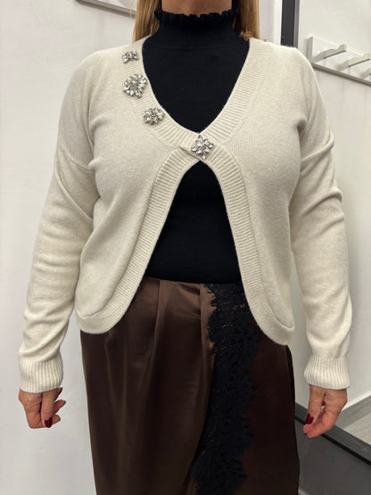 Maglioncino Scollo V Burro