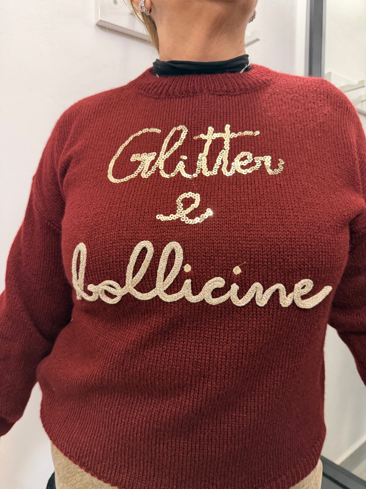 Maglioncino Glitter e Bollicine Bordeaux