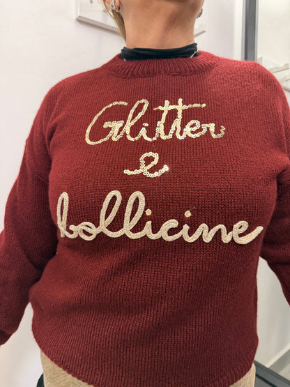 Maglioncino Glitter e Bollicine Bordeaux