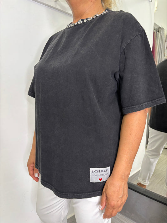 T-shirt Mon Amour Nera