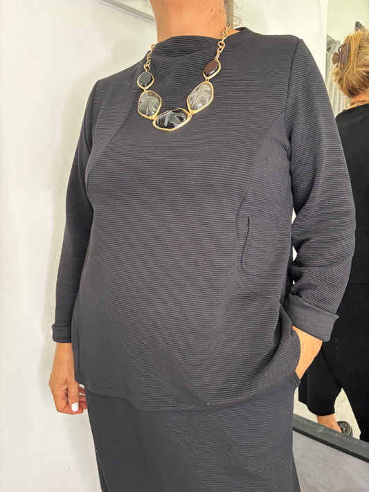 Maglia Wendy Morgan Con Tasche Nera
