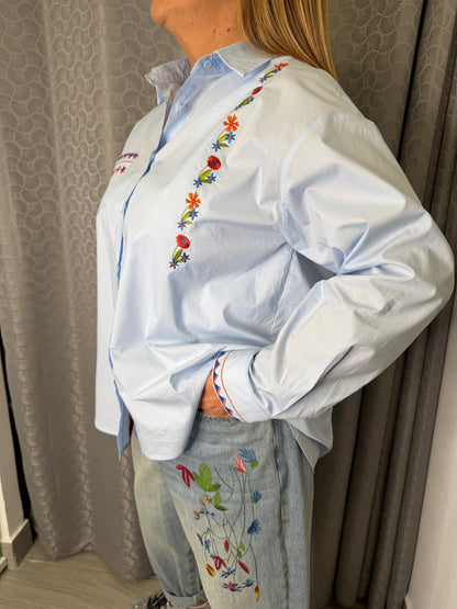 Camicia Fiori Azzurra