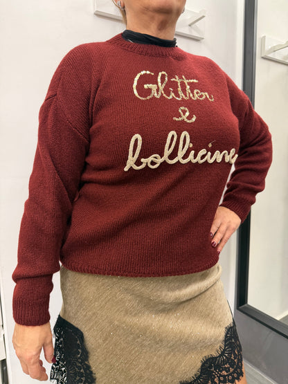 Maglioncino Glitter e Bollicine Bordeaux