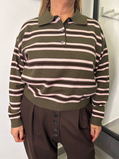 Polo Righe Marrone