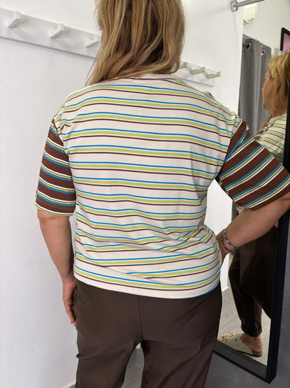T-Shirt a Righe Marrone