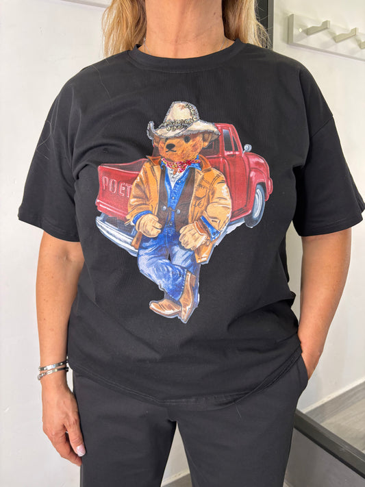 T-Shirt Teddy Car Nera