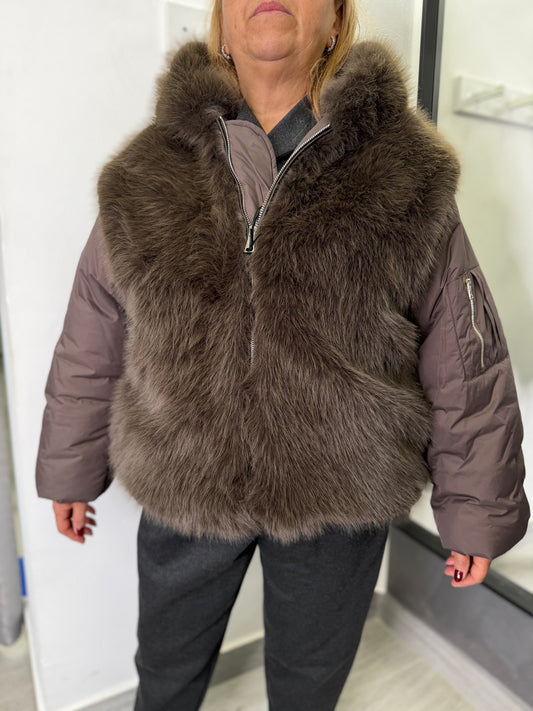 Piumino In Ecopelliccia Marrone