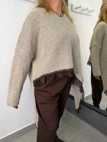 Maglione Pizzo Beige