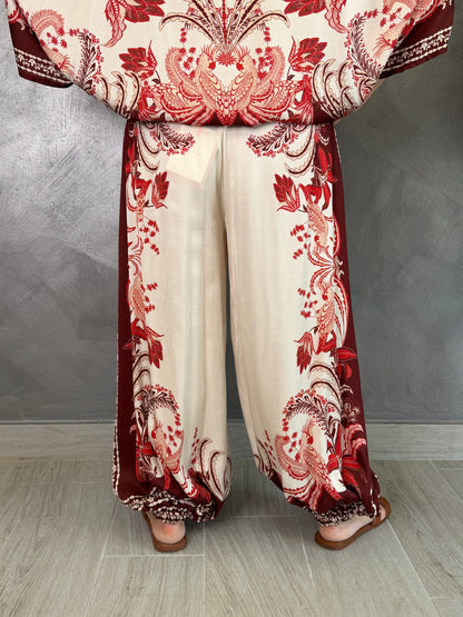 Pantalone Nives Fantasia Rosso
