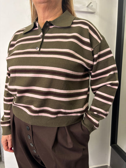 Polo Righe Marrone