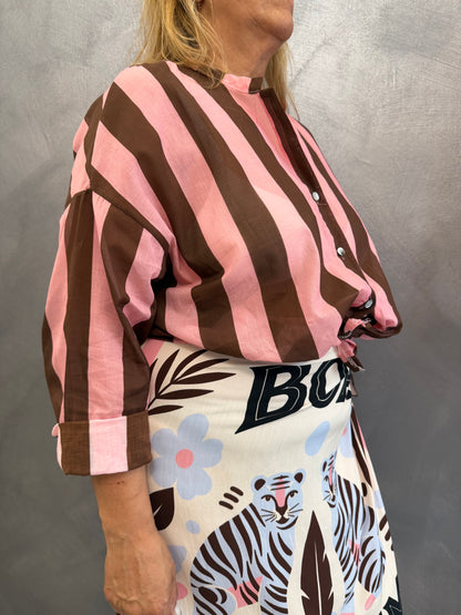 Camicia Righe Marrone