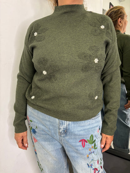 Maglione Perla Verde Militare