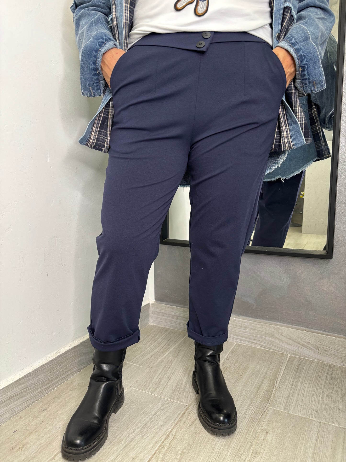 Pantalone Sun Bottoni Centrali Blu