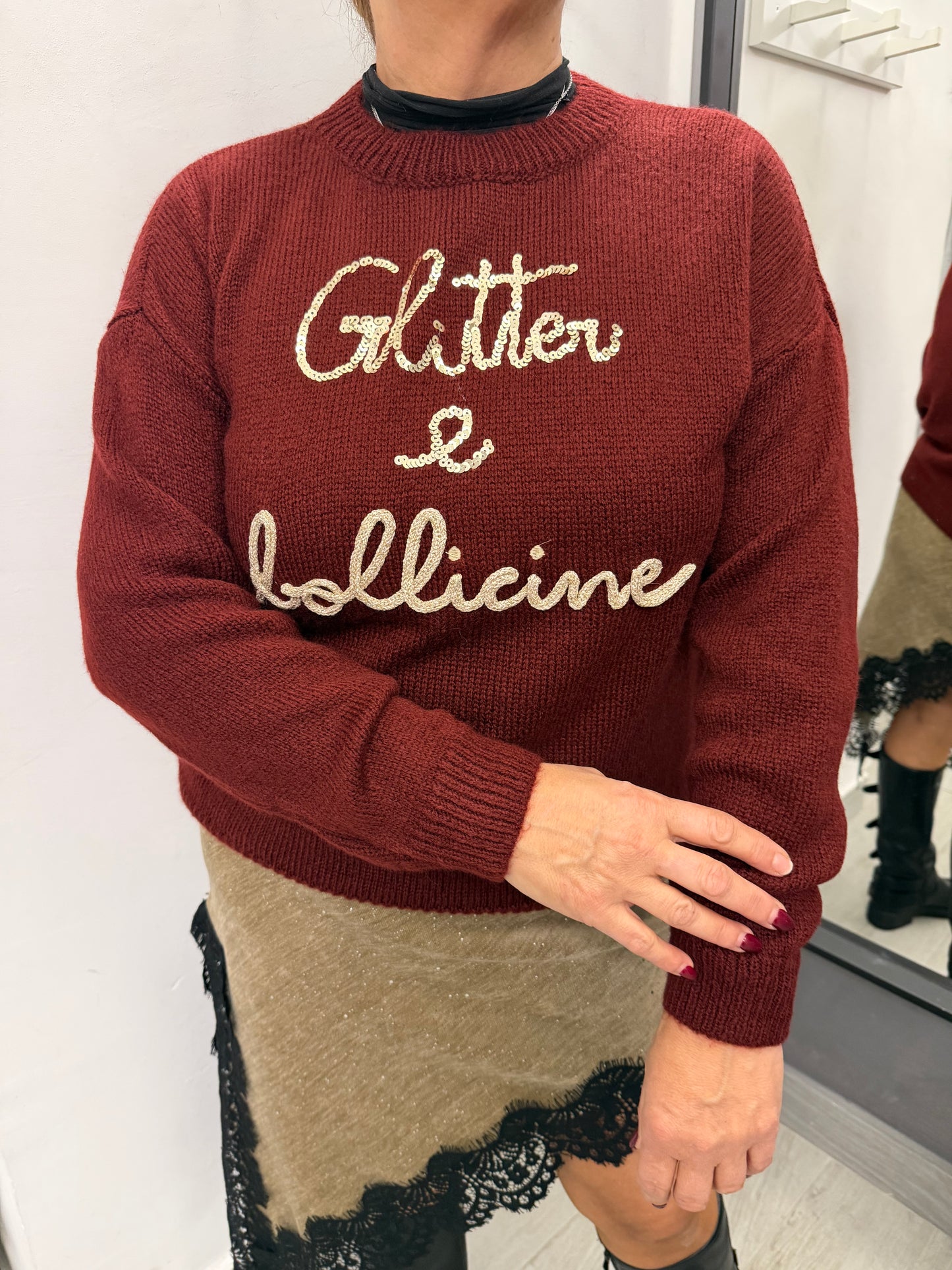 Maglioncino Glitter e Bollicine Bordeaux