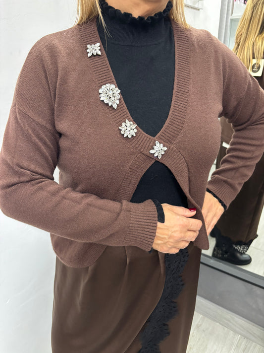 Maglioncino Scollo V Marrone