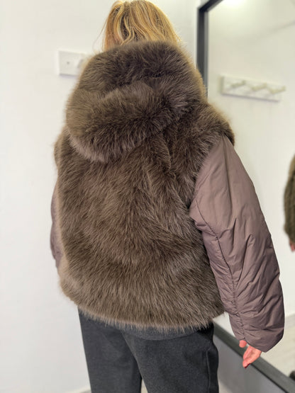 Piumino In Ecopelliccia Marrone