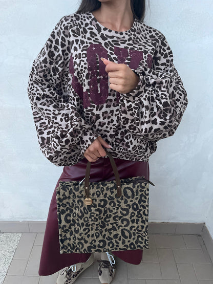 Felpa Love Leopardata