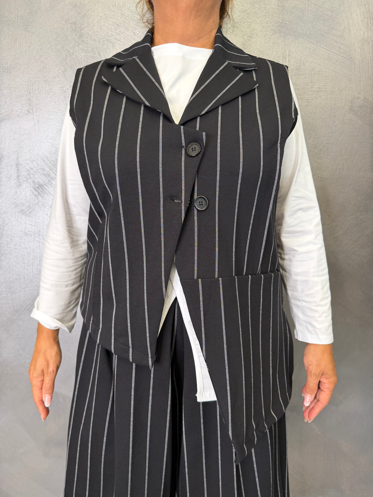 Gilet Aléa Uni Gessato Nero