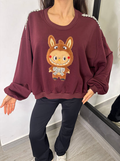 Felpa Labubu Bordeaux