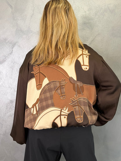 Bomber Marrone Fantasia Cavallo