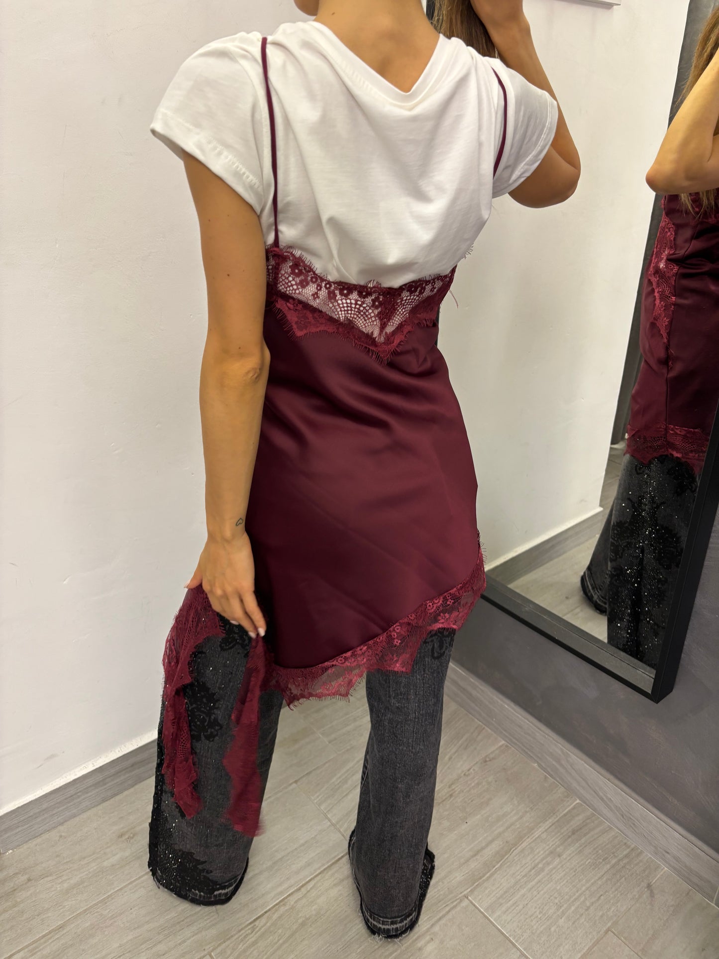 Abito Lingerie Pizzo Bordeaux