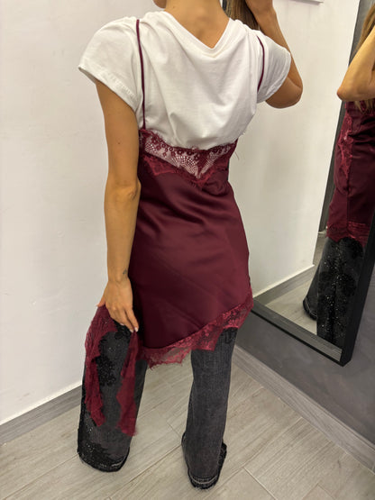 Abito Lingerie Pizzo Bordeaux