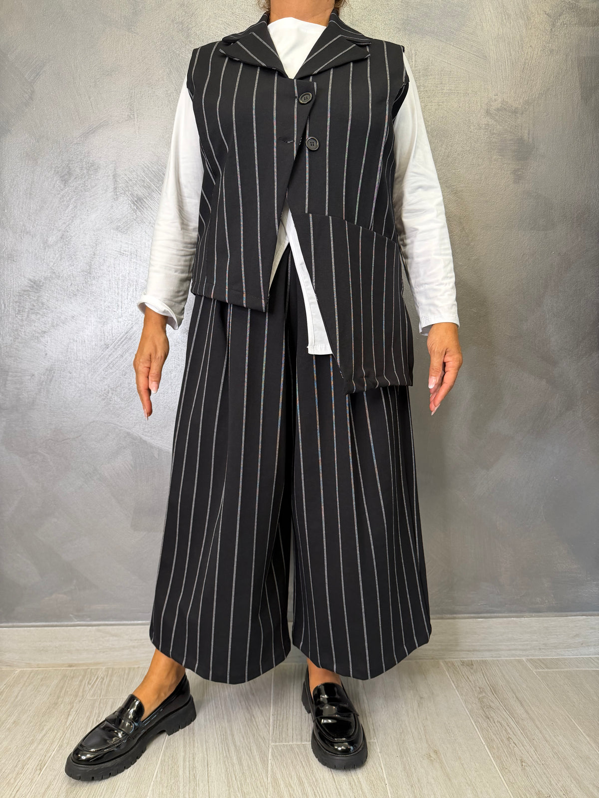 Pantalone Aléa Uni Gessato Nero