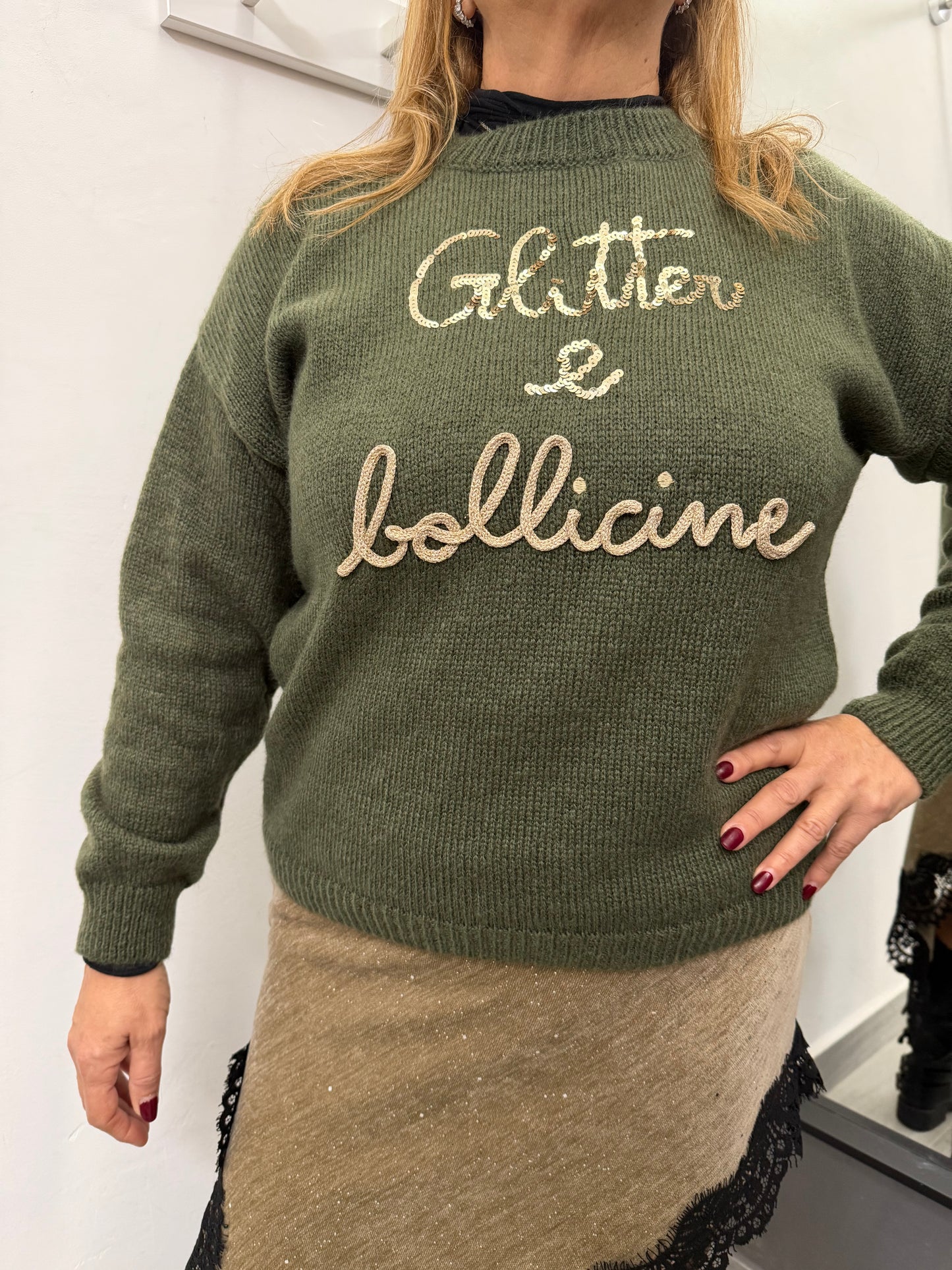 Maglioncino Glitter e Bollicine Verde