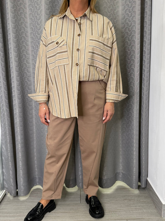 Camicia a Righe Beige