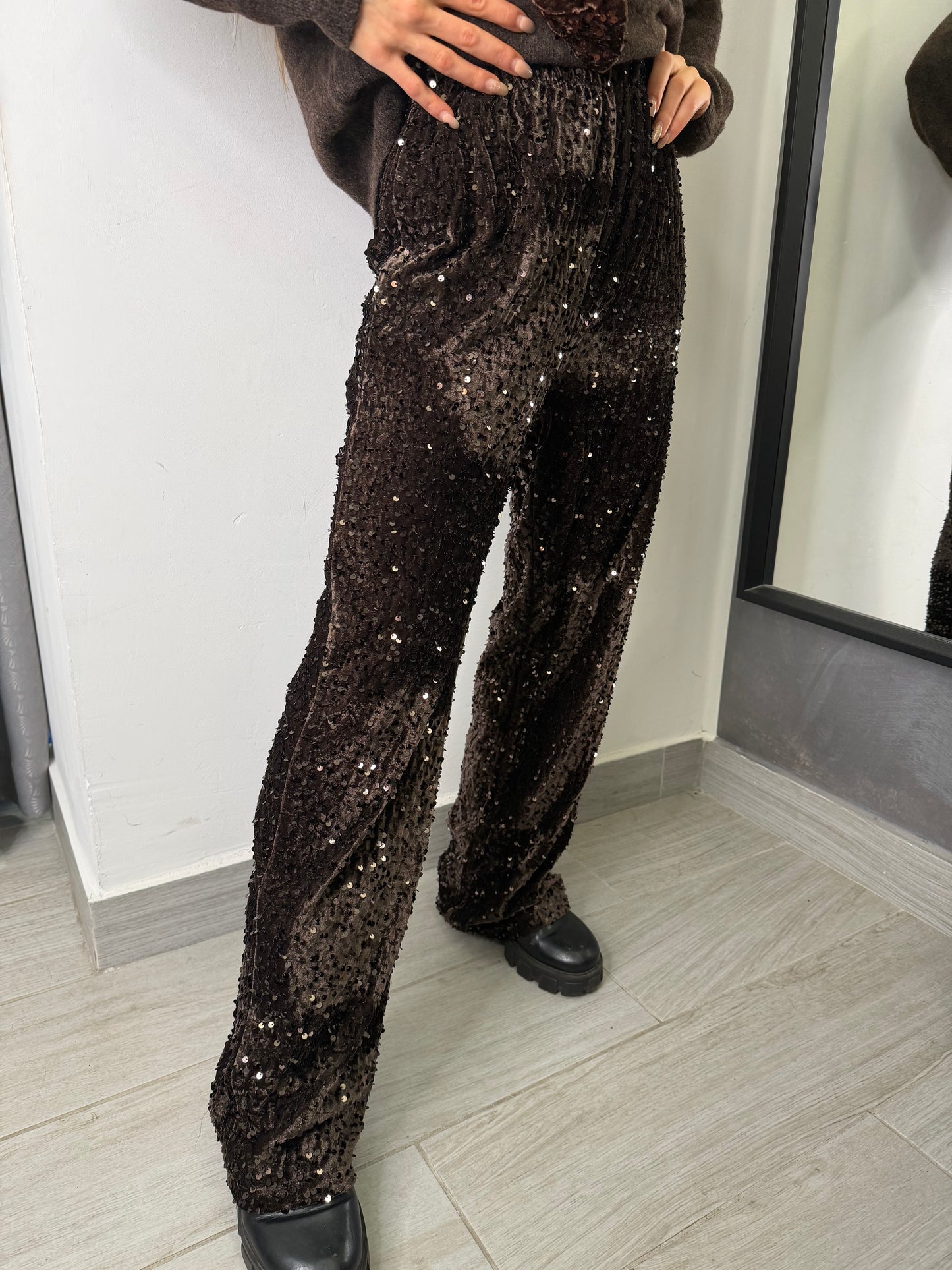 Pantalone Paiettes Marrone