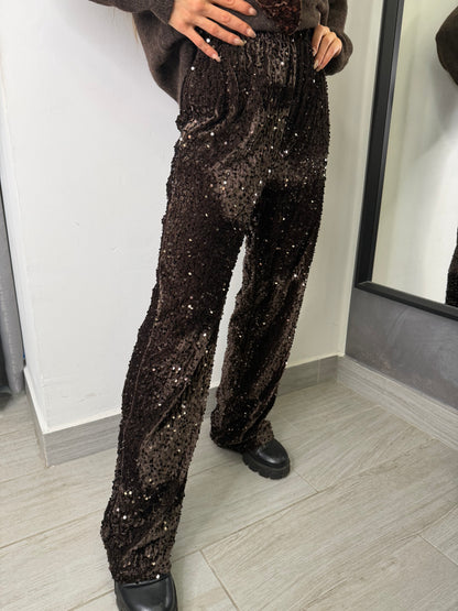 Pantalone Paiettes Marrone