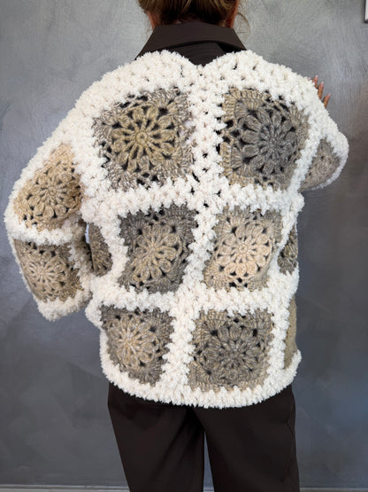 Cardigan Crochet Burro/Beige