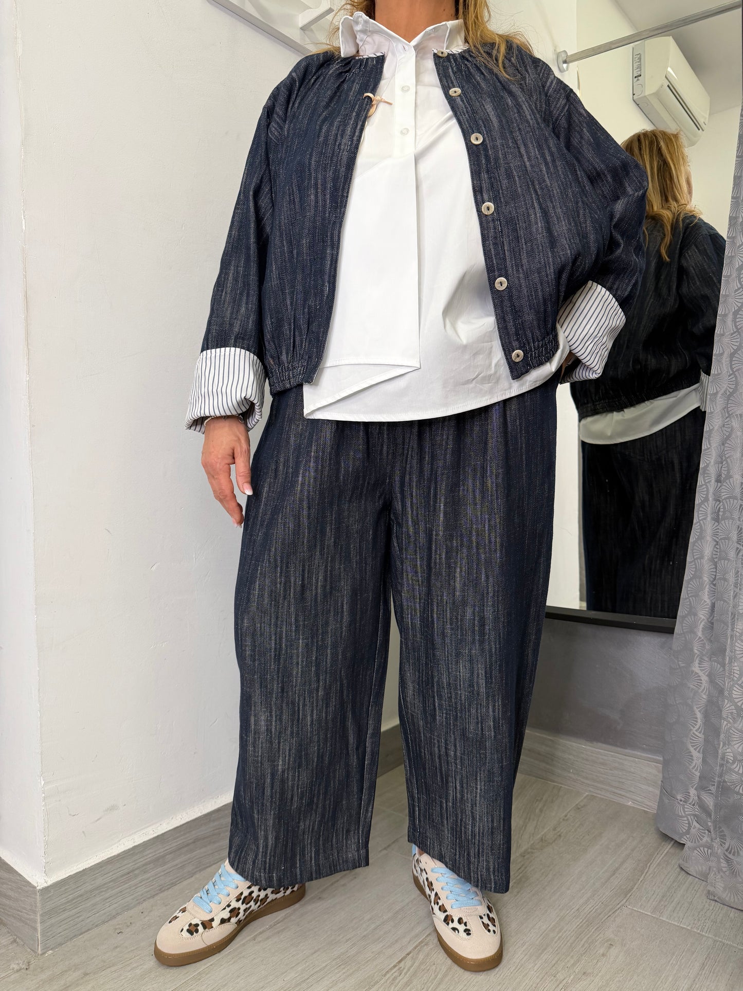 Pantalone Denim Rigato