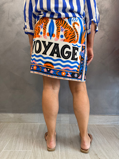 Gonna Midi Pareo Tigre Arancio
