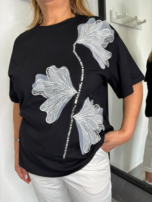Maglietta Fiore Nera