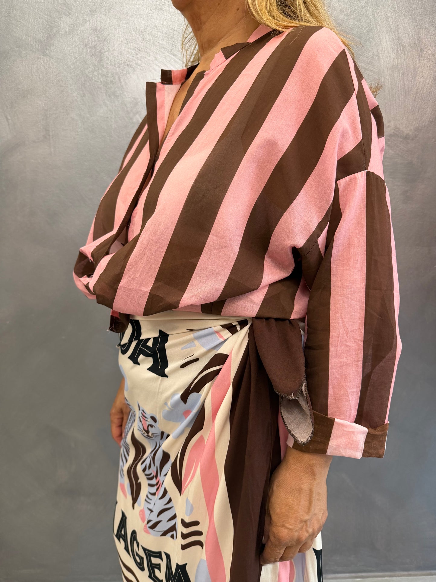 Camicia Righe Marrone