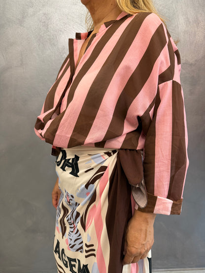 Camicia Righe Marrone