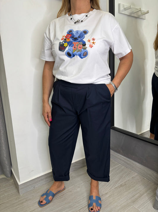 T-shirt Orsetto Fiore Blu
