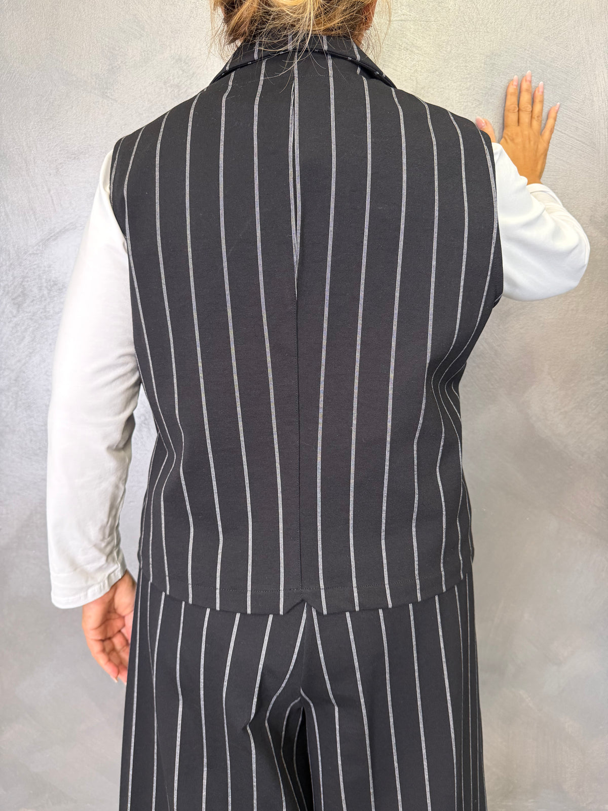 Gilet Aléa Uni Gessato Nero
