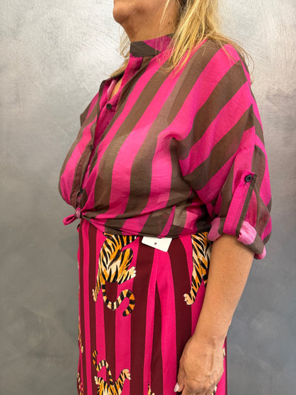 Camicia Righe Fucxia