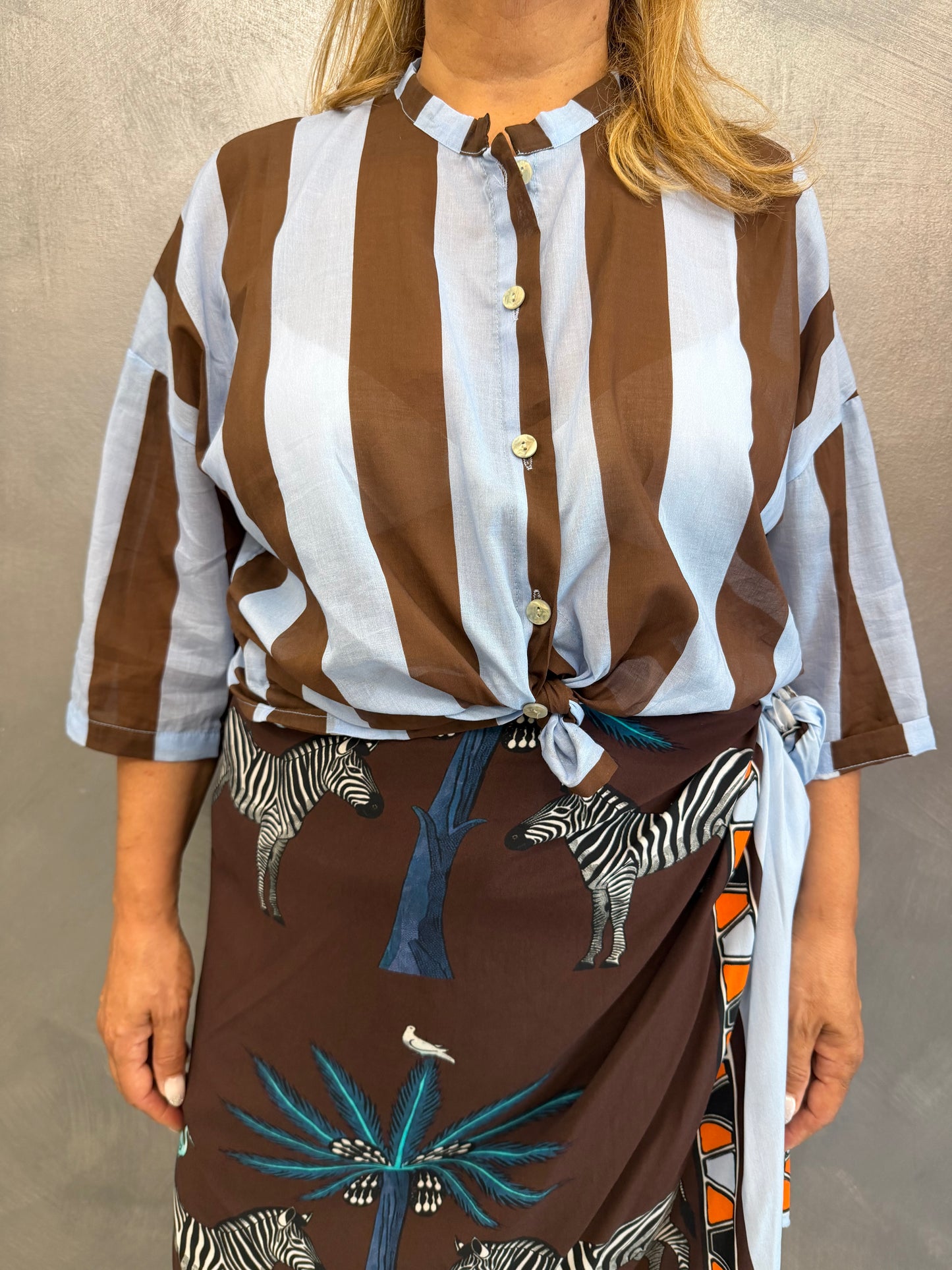 Camicia Righe Marrone